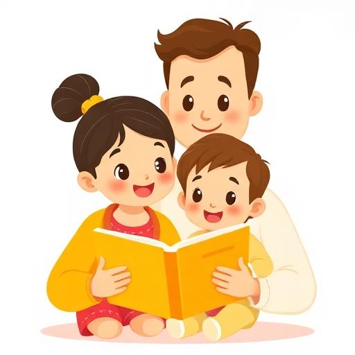 Phụ huynh và con đọc sách cùng nhau